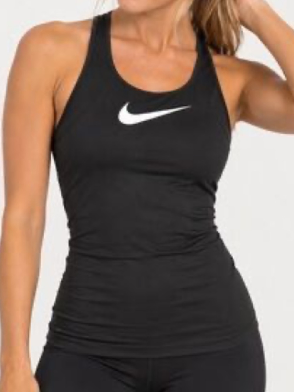 Nike Black Racerback Athletic Tank with White Swoosh x